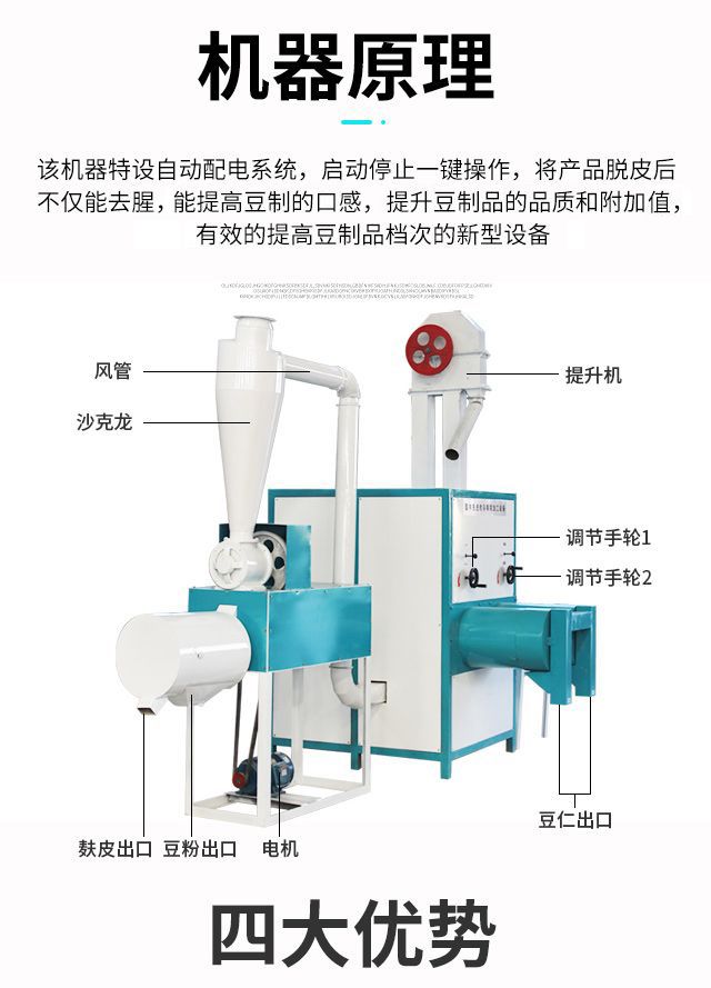 时产1吨全自动大豆脱皮分瓣机